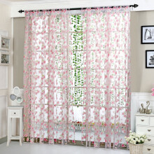 Jacenvly Crăciun perdea de duș lichidare floare perdea transparentă tul fereastră voile draperie valance1panel material
