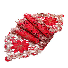 Crăciun flori brodate steag de masă Crăciun flori roșii față de masă steag masă acasă masă decor 14.96x69.29inches