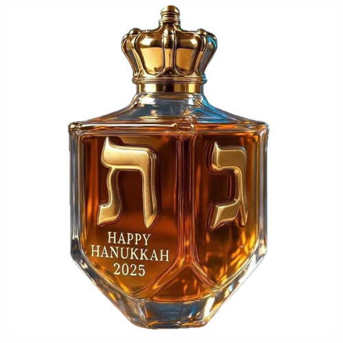 BGZLEU Hanukkah2025 Μπουκάλι Ουίσκι Dreidel – Γυάλινη Καράφα Ιουδαϊκών με Χρυσά Εβραϊκά 1