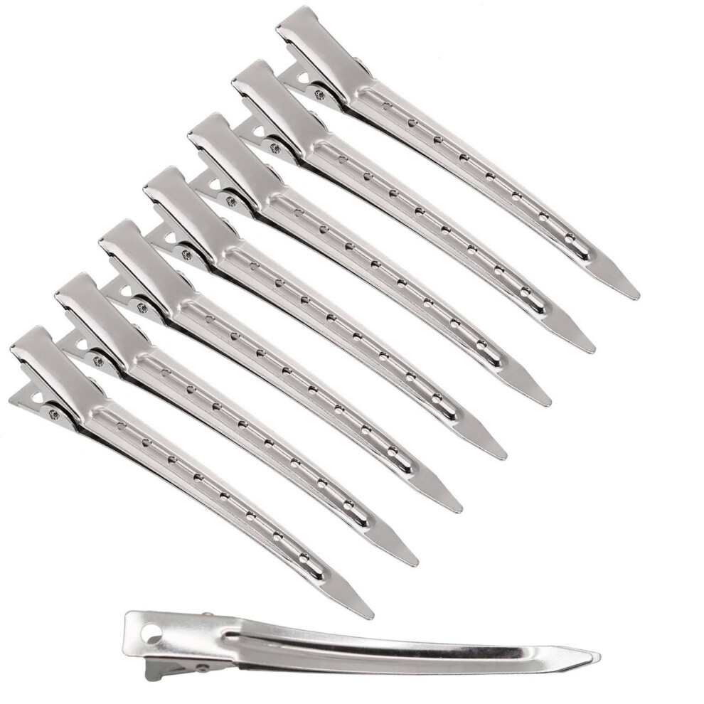 Unisex Silver 24Pcs Duck Bill Hair Clips For Styling And Sectioning, Metal Alligator Clips For Salon Use