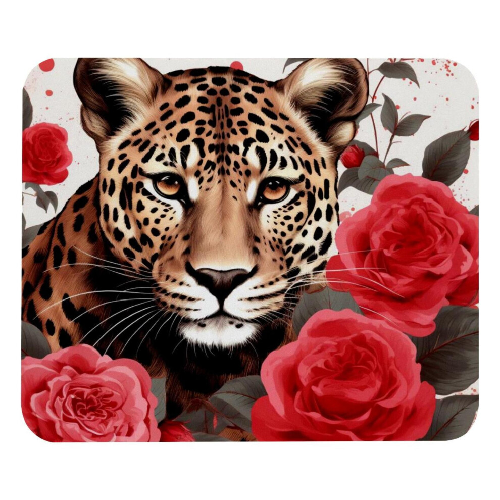 Rose Leopard Mouse Pad, Comfortable Mousepad With Smooth Surface And Non-Slip For Pain Relief, Computer, Laptop, Office & Home, 8.3X9.8in Red 9048212001713