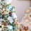 Jacenvly Mini Flocking Christmas Tree with Ornaments, Compatible with Halloween & Fall Desktop Decor, Blue 7