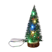 ELEVENTIME Pre-Lit Mini Pine Tree, Snow Frosted Bottle Brush Trees with Lights, Wooden Base, Xmas Home Party Decor