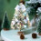 Jacenvly Mini Flocking Christmas Tree with Ornaments, Compatible with Halloween & Fall Desktop Decor, Blue 2