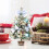 Jacenvly Mini Flocking Christmas Tree with Ornaments, Compatible with Halloween & Fall Desktop Decor, Blue 6