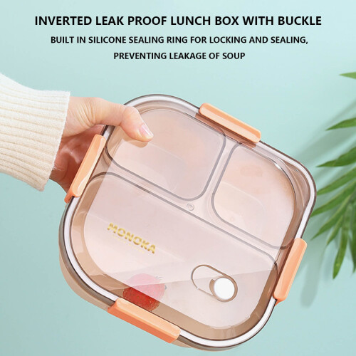 Δοχείο φαγητού για ενήλικες Lucky Bento Box, δοχείο προετοιμασίας γευμάτων 3 θέσεων για 2