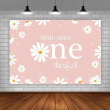 Brugerdefineret retro Daisy1-års fødselsdagsbaggrund, kompatibel med Little Miss Onederful-temaet, Boho lyserød