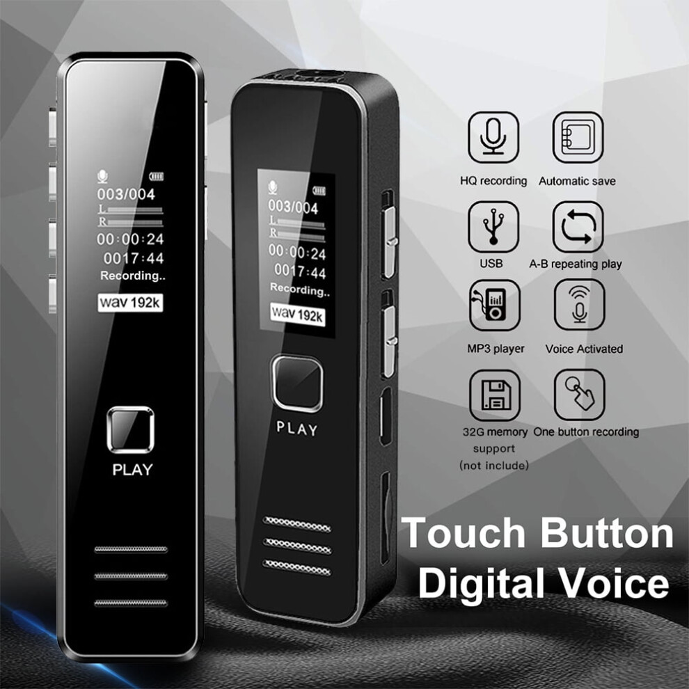 Digital Voice Recorder,Audio Recording Device For Lectures And Meetings,Interviews,Usb Rechargeable Black 9191629666669