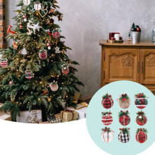 Donemore Christmas Plaid Ball Ornaments Red Plaid 8cm Hanging Baubles Christmas Foam Decorative Hangings for Festive Holiday Christmas Tree Decor