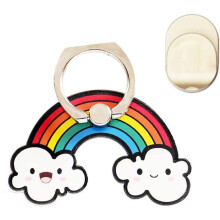 Anillo para teléfono con forma de nube sonriente blanca y colorida, soporte universal ajustable de 360 para funda de teléfono con agarre para