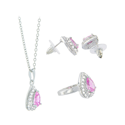 Σετ μενταγιόν, σκουλαρίκια και δαχτυλίδι Pretty In Pink με προσομοίωση ζαφειριού σε 1