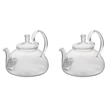 Théière en verre à motif floral avec poignée et filtre, 2 x 650 ml