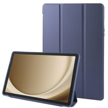 Compatibel met Samsung Galaxy Tab A9+ drievoudig opvouwbaar TPU-leren hoesje donkerblauw