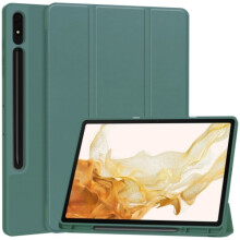 Kompatibel mit Samsung Galaxy Tab S9+ TPU Smart Lederhülle mit Stiftfach – 3-fach faltbar, reines Dunkelgrün