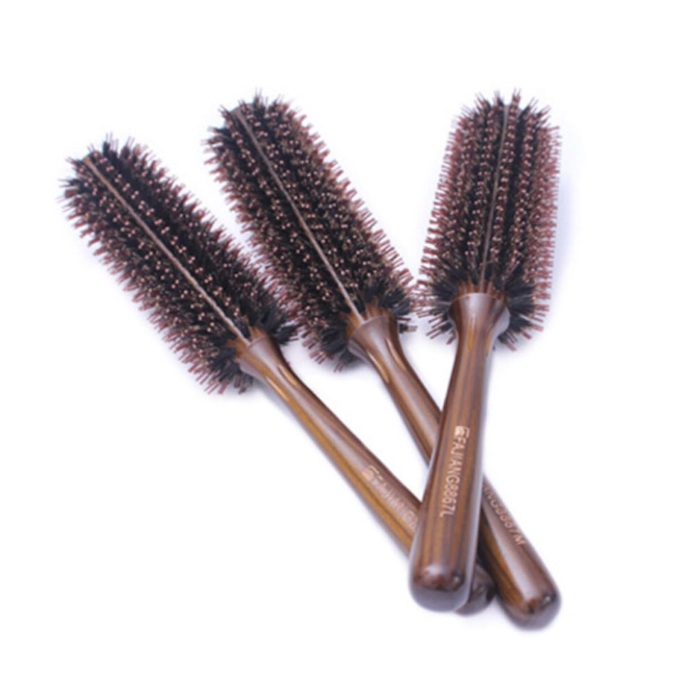 Large Round Hair Brush with Natural Bristles and Nylon Pins for Smoothing and Styling