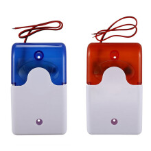 2x Mini Kablet Strobe Varslingssirene DC12V Lydalarm Blinkende Lys Lyd Sirene Horn Hjemmesikkerhetsalarmsystem 115Db Blå og Oransje