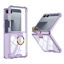 Hülle kompatibel mit Samsung Galaxy Z Flip7, mit Scharnierschutz und Ringhalter (helllila)
