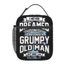 Sac à lunch isotherme « Vieux grincheux » - Boîte isotherme pour femmes, hommes, travail, pique-nique, plage, voyage - Noir