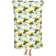 Tournesol aquarelle, grandes fleurs de camomille pour adultes, dessinées à la main, pour une ambiance lumineuse lors de fêtes à la piscine, de