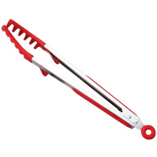 Pince à pâtes portable, acier inoxydable et silicone, pince à spaghetti de cuisine, accessoire de camping, compatible avec les grillades en