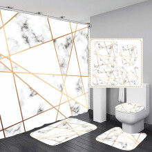 Rideau de douche géométrique moderne et ensemble 4 pièces, imperméable, tapis antidérapant, décoration de salle de bain, impression numérique