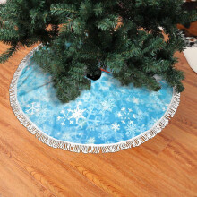 Jupe de sapin de Noël en dentelle à franges, motif flocons de neige bleus, douce, légère et agréable au toucher, 76 cm (30 pouces)