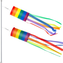 Lot de 2 drapeaux manches à air arc-en-ciel de 61 cm (24 pouces), décoration colorée et imperméable aux couleurs de la fierté LGBTQ+ pour