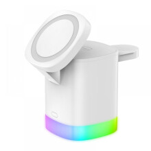 3-i-1 magnetisk trådlös laddare, 15W snabbladdningsstation för kompatibel med iPhone 13/12Pro Max Mini, kompatibel med Apple Watch,