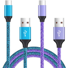 Cabo USB-C, pacote com 2 unidades de 1,8 m (6 pés) para carregamento rápido, compatível com Samsung Galaxy S22S21S20FE Note20S10.