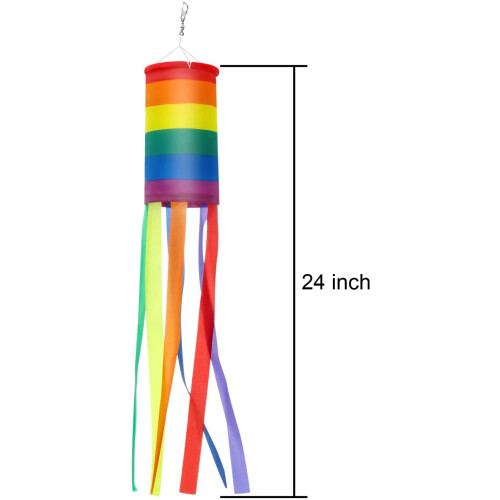 Conjunto de 2 bandeiras de vento arco-íris de 60 cm (24 polegadas), decoração colorida e impermeável do Orgulho LGBTQ+ para uso externo, 2