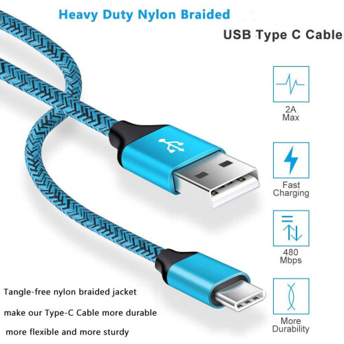 Καλώδιο USB C, 2 καλώδια φόρτισης 6ft γρήγορης φόρτισης τύπου C για συμβατότητα με Samsung 1