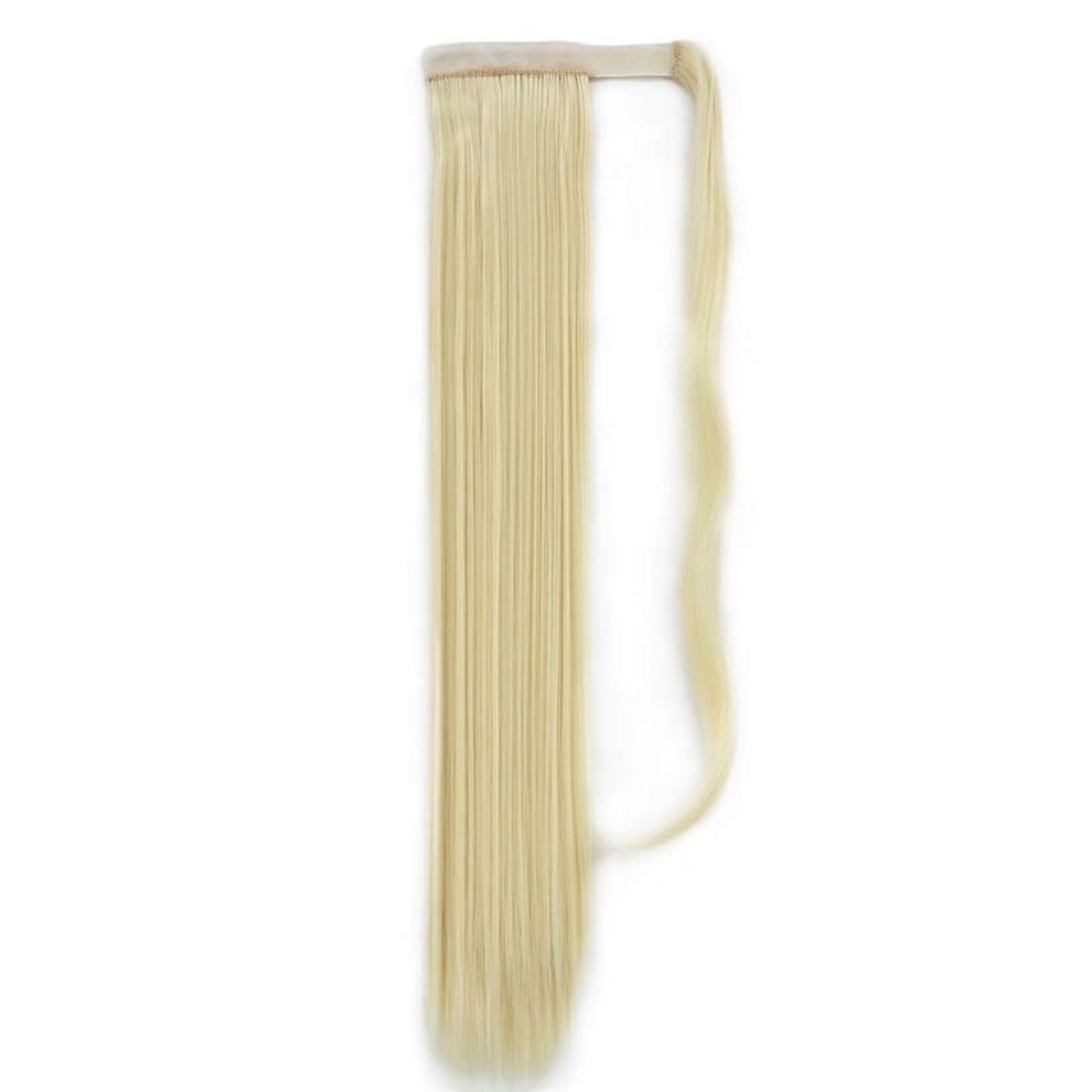 24 Inch Straight Synthetic Ponytail Hair Extension Blonde Wrap Around 150g Tangle