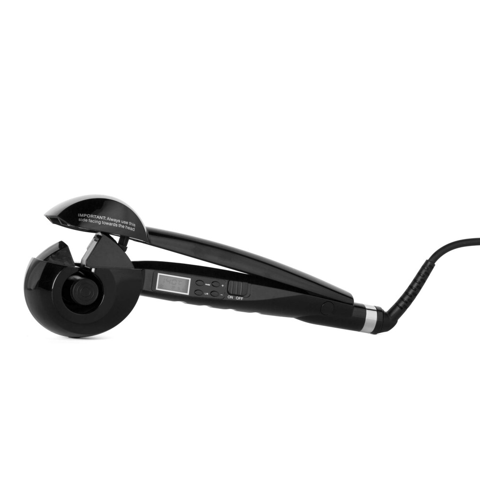 Automatic Hair Curler with LED Display, Ceramic Double Barrel Curling Iron for All Hair Types, Black
