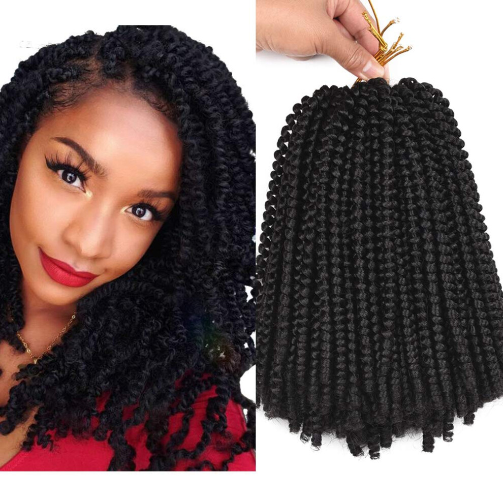 Unisex Black Spring Twist Crochet Hair 10 Inch Ombre Synthetic Braids Naturallooking Passion Twist Extensions