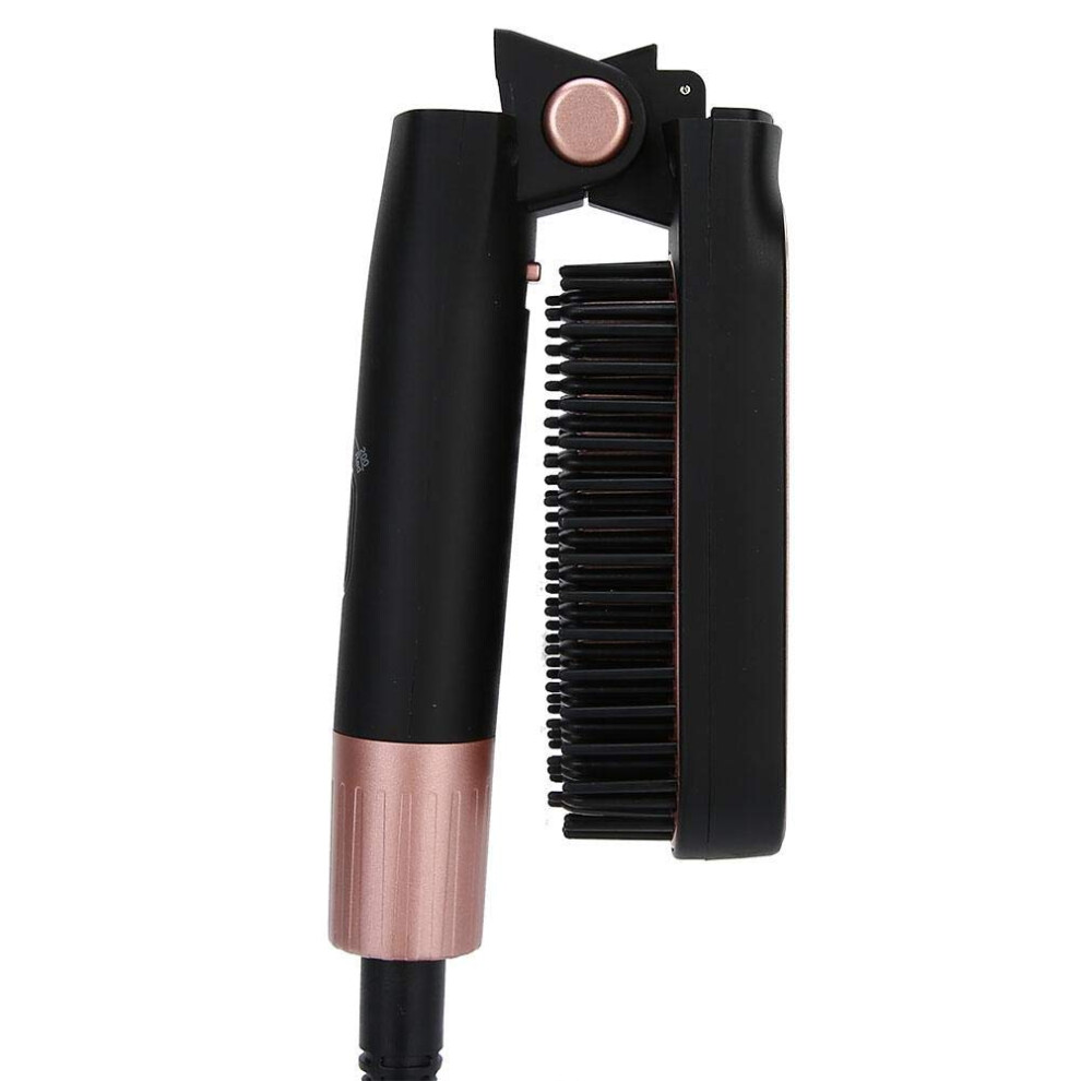 Black Hair Straightener Comb With Adjustable Temperature, Ceramic Hot Comb For Hair And Beards