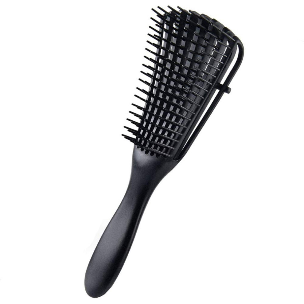 Detangling Brush for Afro and Curly Hair with Wide Tooth Comb, Gentle Knot Removal, Black