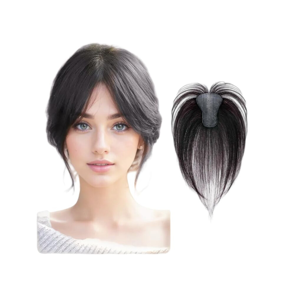 Unisex Black Human Hair Topper No Clips 6X8cm Seamless Hair Patch For Volume And Natural Integration