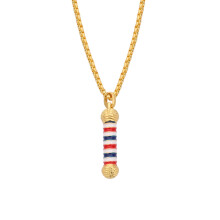 Barber Keychain and Necklace 2 in 1 Golden Barber Pole Pendant Jewelry Gift for Hair Stylist
