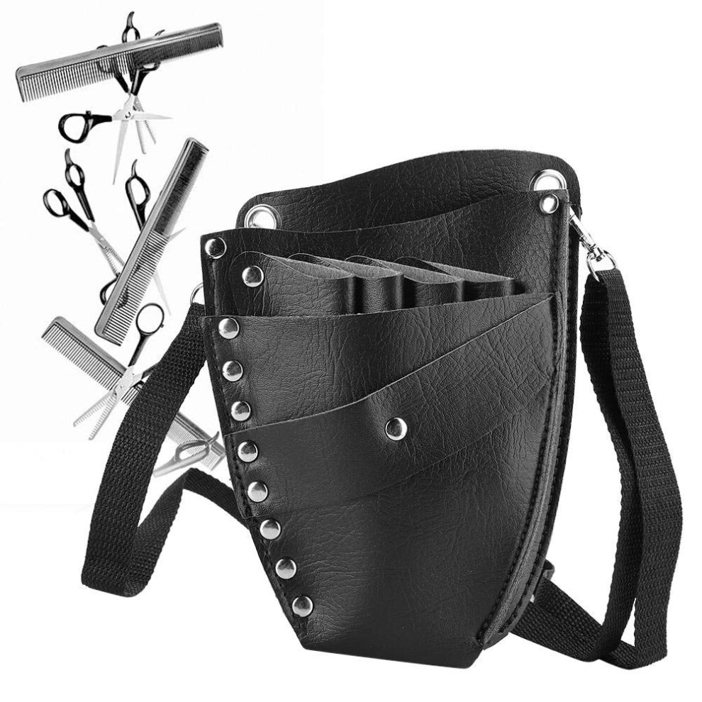 Barber Scissor Holster Pu Leather Hairdressing Tool Pouch With Multiple Pockets And Waist Belt 9450606489869