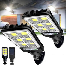 2 pezzi 600W LED Faro a energia solare con sensore di movimento per sicurezza, muro, strada, cortile, esterno - yux