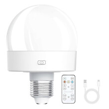 Lâmpadas recarregáveis a bateria, 300LM, com rosca E26, para luminárias com controle remoto e regulagem de intensidade.