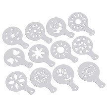 12 Pcs Cappuccino Coffee White Stencils Template Strew Flowers Pad Duster