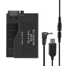 -Ceallraí Bréige E8 le hIonad Cábla Oiriúnaithe USB Banc Cumhachta DC do Cheamaraí LP-E8 le haghaidh 550D600D650D700D DSLR