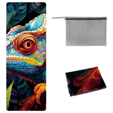 Chameleon Gym Towel with Storage Bag, 72.8"x26.8", Yoga, Pilates, Fitness, Hot Yoga, and Yoga Blankets