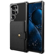 Több rekeszes tok, kompatibilis a Samsung Galaxy S22Ultra készülékkel, fekete színben