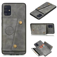 Kompatybilny z Samsung Galaxy A71 - Praktyczne etui z uchwytem na kartę w kolorze szarym