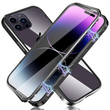iPhone14Pro készülékkel kompatibilis - mágneses, kétoldalas tok, fekete