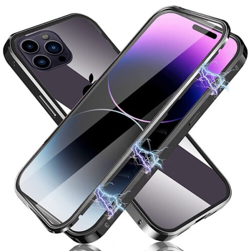 Compatível com iPhone 14 Pro - Capa magnética dupla face preta