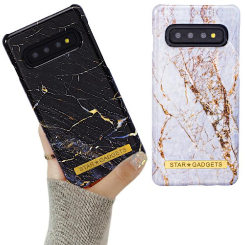 Compatível com Samsung Galaxy S10 - Capa/Proteção/Preto Mármore