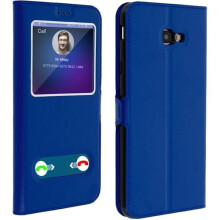 Etui folio - AVIZAR - kompatybilne z Samsung Galaxy J4Plus - podwójne okienko - funkcja wsparcia - niebieskie niebieskie